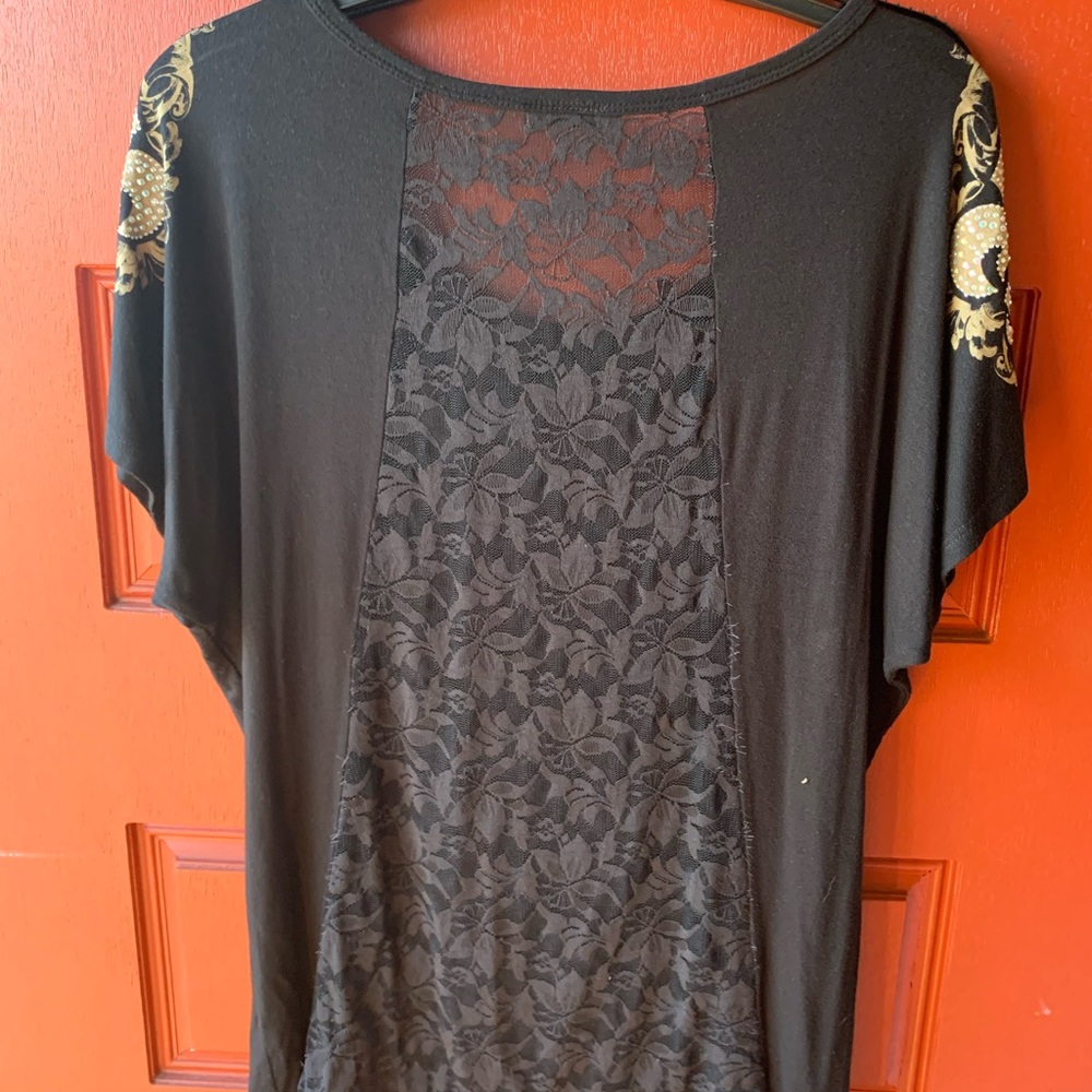 Vocal rhinestone and lace shirt - Picture 6 of 6